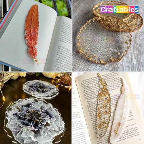 Image of Craftables DIY Resin Art kit with Moulds for Beginners & Adults | 200g Clear Casting Resin, 7 Silicone Moulds, 11 Colours Jewellery Accessories & Tools | Complete All-in-One Craft Set