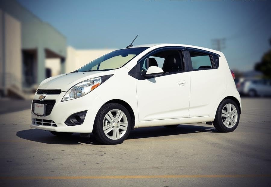 WellVisors Window Visors Wind Deflectors Compatible with Chevrolet Chevy Spark 2013-2015 with Black Trim Rain Guards 3-847CH005