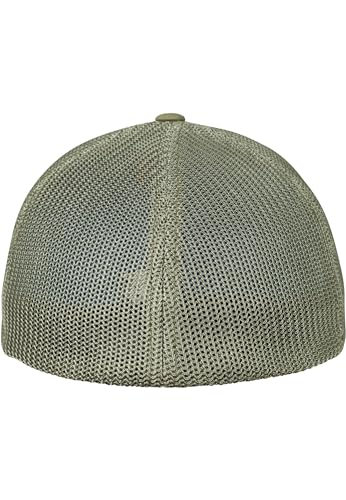 Image of Flexfit Trucker Mesh Fitted Cap | 6-Panel, Mid-Profile, Stretchable Mesh Backing, Flexfit Sweatband, Curved Visor, Silver Undervisor