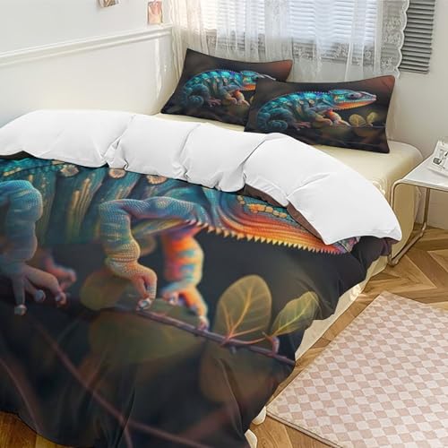 Linge de lit caméléon imprimé 3D en microfibre premium pour lit double - 3