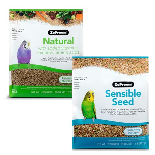 ZuPreem Natural Pellets & Sensible Seed Food for Parakeets, Budgi...