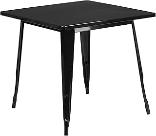 Flash Furniture Commercial Grade80cm Square Black Metal Indoor-Outdoor Table