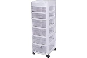 6 Drawer White Plastic Craft Rolling Storage Cart