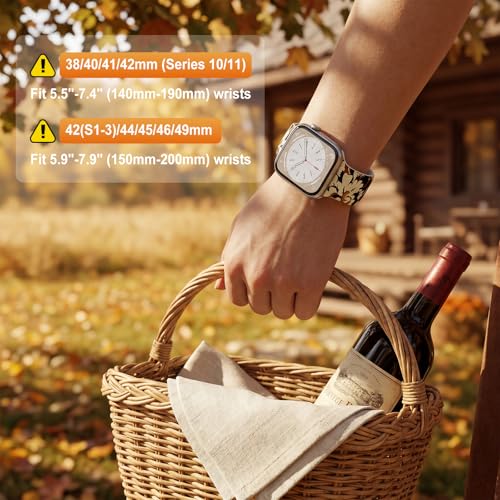 Image of Floral Band Compatible with Apple Watch Bands for Women 40mm 42mm 41mm 38mm 44mm 45mm 46mm 49mm, Cute Pattern Flower Soft Silicone Sport Strap for iWatch Series Ultra 11 10 SE 9 8 7 6 5 4 3 2