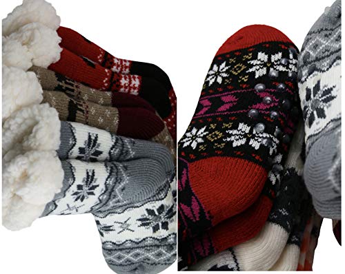 Image of ToBeInStyle Women's Pack of 3 or 6 Cozy Plush Winter Thermal Non-Skid Socks