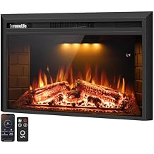 SereneLife Electric Fireplace Insert with Heater | Smart Wi-Fi App Control & Remote | 700W/1500W Adjustable Thermostat with Overheat Protection | 36"x21" Recessed or Wall Mount Design