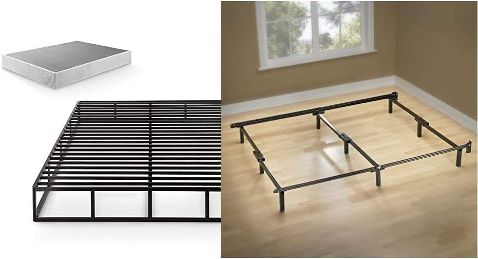 Zinus 9 Inch Quick Lock High Profile Smart Box Spring/Mattress Foundation/Strong Steel Structure, Queen & Michelle Compack 9-Leg Support Bed Frame, for Box Spring and Mattress Set, Queen