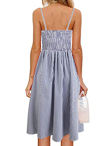 Image of FANCYINN Womens Tie Front Button Down A-Line Dresses Summer Spaghetti Strap Midi Dress Floral Prints