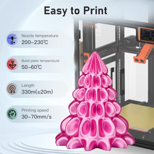 Image of ERYONE Silk Filament PLA+ 1.75mm Upgraded Shiny 3D Printer Filament, Gloss Finish, Fit Most FDM Printer Stable Printing,1kg (2.2LBS) /Spool, Pink