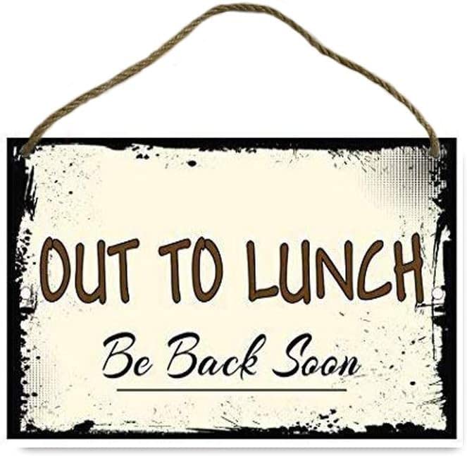 Cpirust Vintage Tin Sign Decor Out To Lunch Be Back Soon Funny Retro Aluminum Sign For Home kitchen Office Garden Decor 