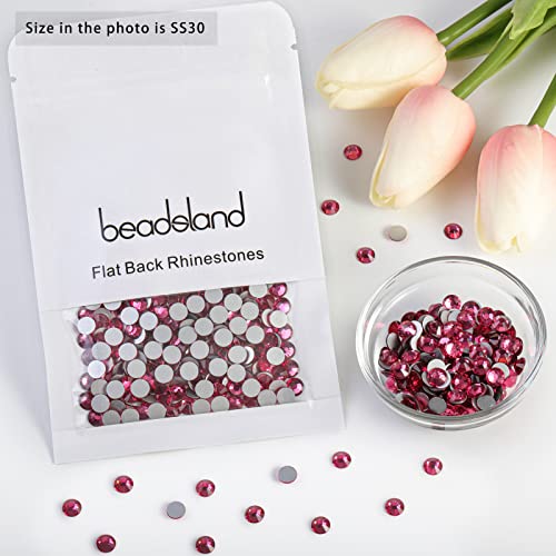 Image of Beadsland 576pcs Flat Back Crystal Rhinestones Round Gems for Nail Art and Craft Glue Fix, Rose, SS30,6.3-6.5mm