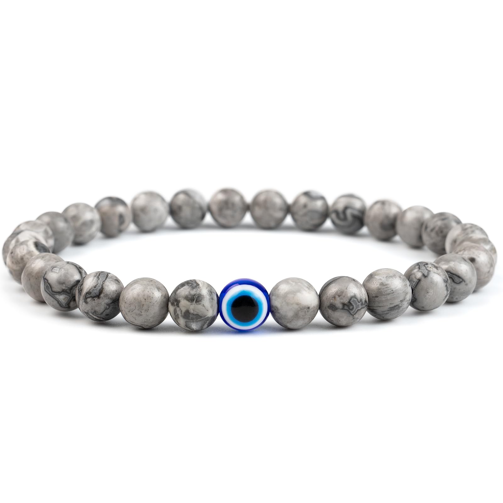 Lameybrt Evil Eye Bracelet 6mm Beaded Bracelets for Men Gift for Birthday Anniversary Christmas