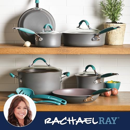 Rachael Ray Cucina Dishwasher Safe Hard Anodized Pots and Pans Set Non Stick Cookware 12 - image 7