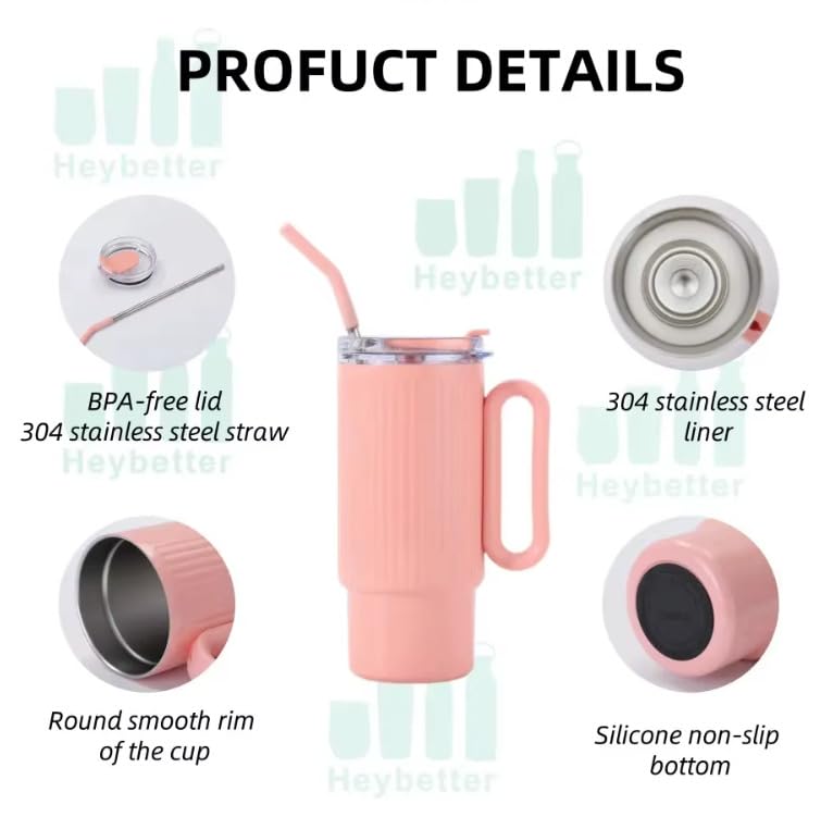 Image of HomeCloud Insulated Coffee Tumbler with Lid - Double Wall Travel Mug for Hot & Cold Drinks, Leak-Proof, Durable, Portable, Stylish Stainless Steel Design (Pink)