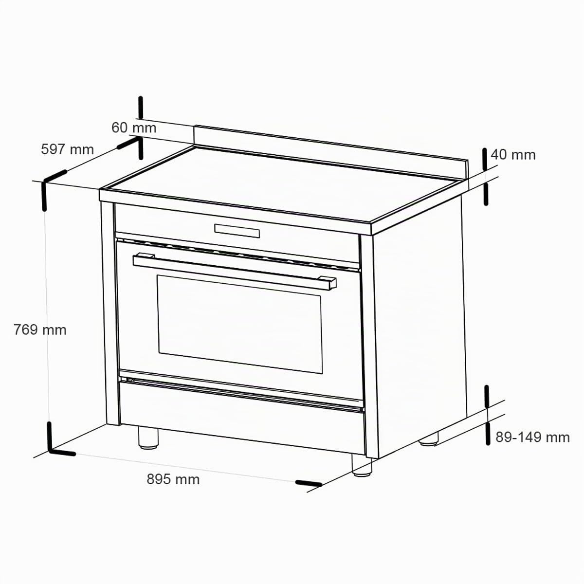 KKT KOLBE Fours et cuisinières avec plaque à induction | 90 cm | 108 l | 4 zones | zone flexible | 9 niveaux de chaleur | CC9001IND
