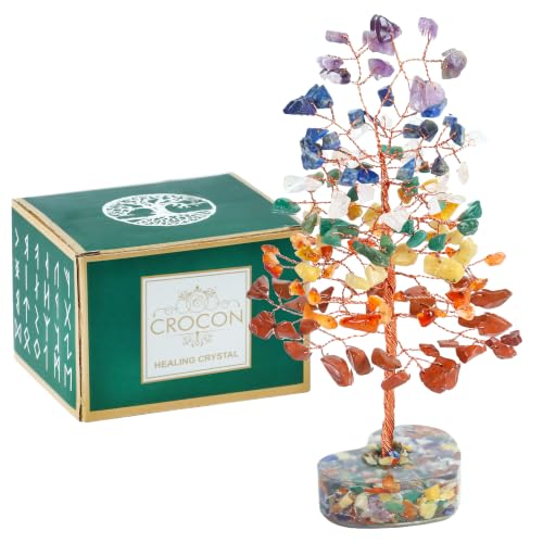 Image of Crocon 7 Chakra Heart Shape Base Crystals Tree, Birthday Gifts for Women
