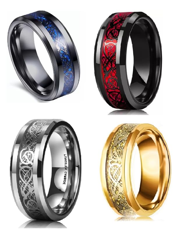 Men Valentine Smart Temperature Combo Ring Silver & Black (IR3944)-image-17