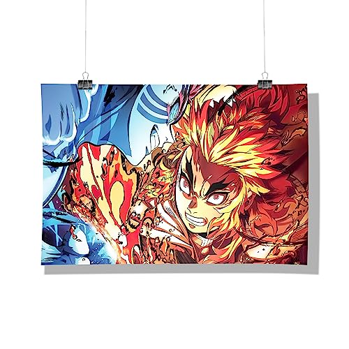 Image of MCSID RAZZ - Demon Slayer - Akaza vs Rengoku Design A4 Size Poster (With Frame) - Best Gift For Demon Slayer Fans /Best Artifacts To Your Home & Decor /For Anime Fandom
