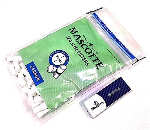 Mascotte Slim carbón/carbón activado filtros de cigarrillos 6 mm 5 bolsas de 120 (total 600 filtros) por Trendz
