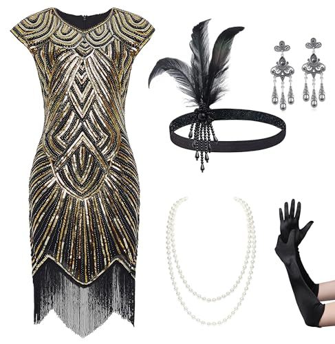 Robe Flapper Charleston Années 20 Vintage Gatsby pour Soirée et Cocktail
