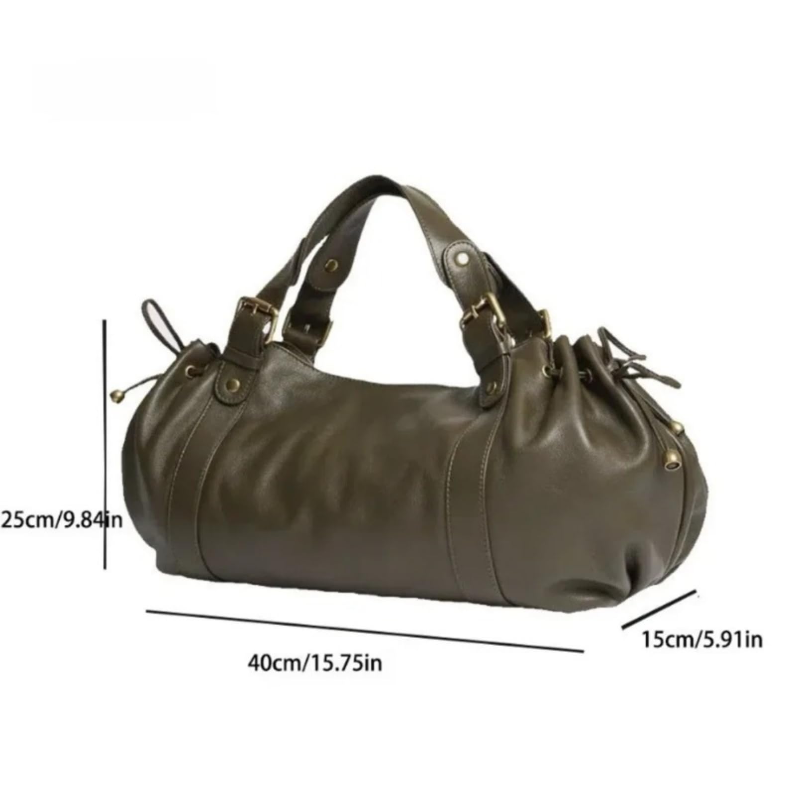 Beauty Case Borsa Hobo in Pelle Vintage Piegata, Grande capacità A Spalla Tote