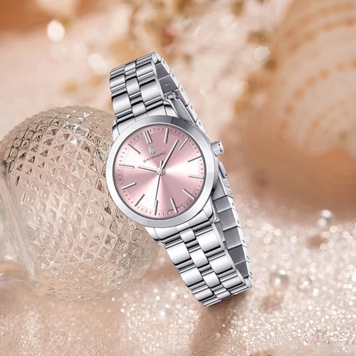Image of Sapphero Ladies Watch Easy to Read Wristwatch, Women's Quartz Watch with Stainless Steel Strap, 5 ATM Waterproof, Classic Elegance Women Business Waterproof Watch