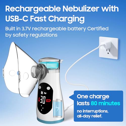image for UNOSEKS Smart Rechargeable Portable Nebulizer with LCD Screen – Comp