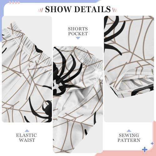 Spider on White Boys Pants Boys Athletic Pants Long Pant for Boywith Pockets Wide-Leg Size 6-14Y4