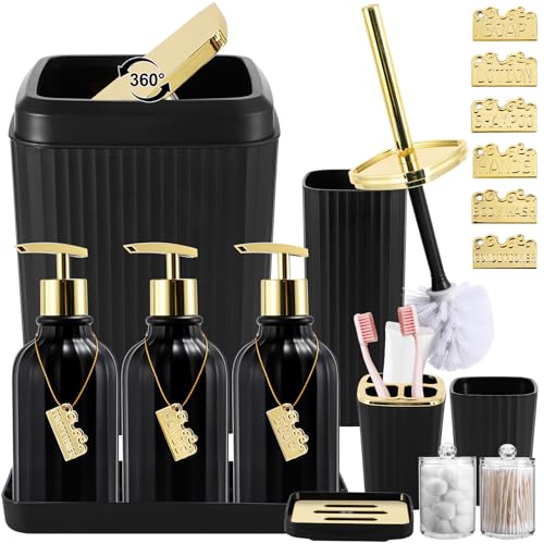 WSBArt 17PCS Bathroom Accessories Bathroom Set Black Bathroom Accessories,Toilet Brush,