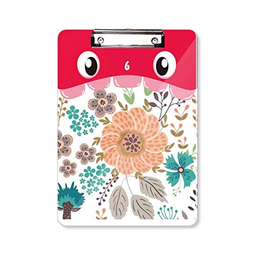 Porte-bloc A4 rigide à pince avec motif floral orange et jaune