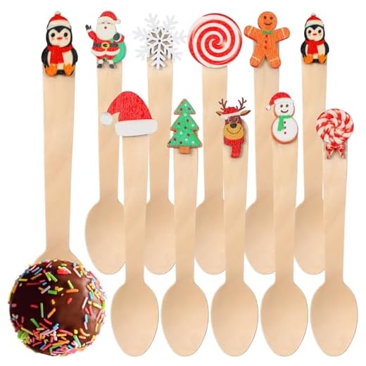 100 Christmas Disposable Wooden Spoons