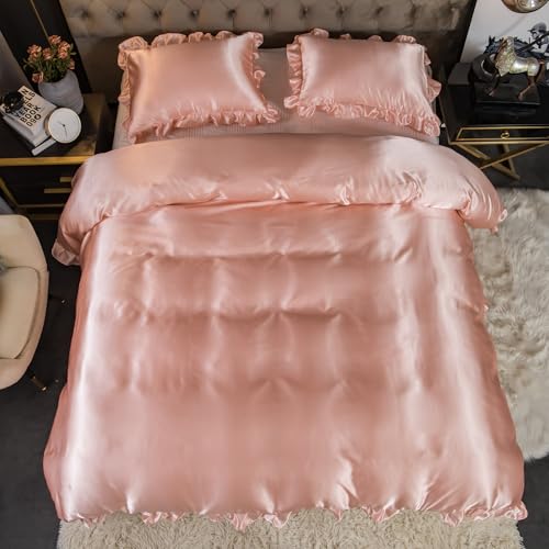 Housse de couette satin rose pour un lit king size style chambre d'hôtel - 6