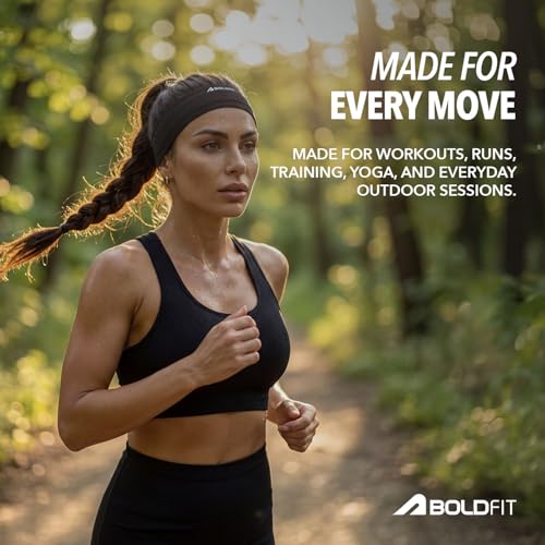 Image of Boldfit Head Band for Men & Women Unisex Gym Hair Band Sweat-Wicking Wide Headband for Workout, Running, Sports & Outdoor Fitness Stretchable, Skin-Friendly, Free Size Hair Accessories