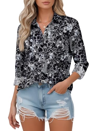 Image of Soft Wrinkle-Free Button Down Stretch Shirts for Women, Breathable Moisture-Wicking Casual Work Dress Tops