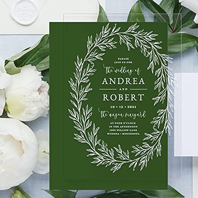 50pcs 5x7" Clear Acrylic Wedding Invitations, Elegant Acrylic Blank, Wedding Table Numbers, For Cricut Laser Engraving UV Printing, 2mm