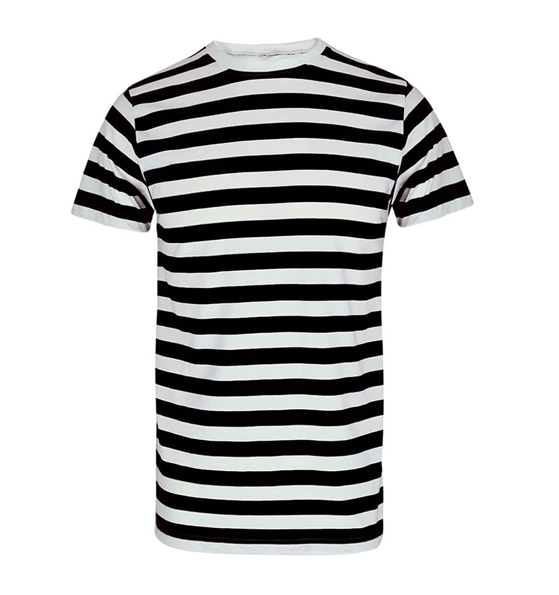 Zeetaq Unisex Kids Black & White Children’s Kids Striped T-Shirt Casual Summer Top Age 3-13 Years (, Mens Medium)