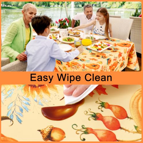 Image of Smiry Thanksgiving Table Cloth, Flannel Backed Vinyl Tablecloth, 54 inchx54 inch