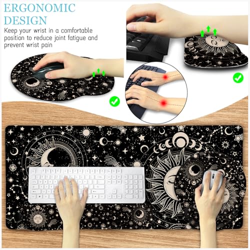 Image of LIMKRIAN Sun Moon Mouse Pad Set Large Desk Mat Pad, Boho Desk Accessories