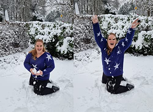 RITERA Womens Plus Size Sweaters Star Long Sleeve Casual Patriotic Pullover Warm Jumper Knit Tops XL-5XL3