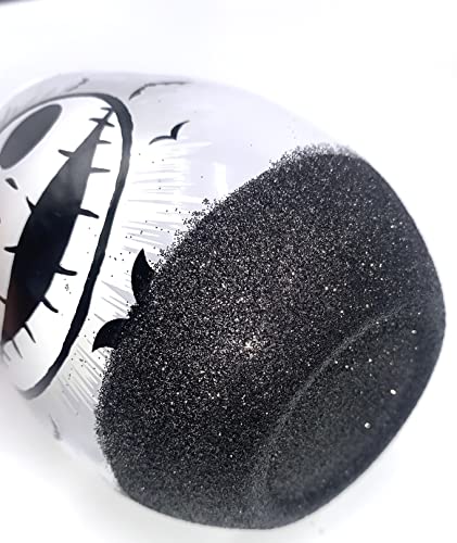 Disney Tim Burton’s The Nightmare Before Christmas Jack Skellington Face 20 Ounce Stemless Wine Glass With Glitter Base - Official Kitchen Collectible Novelty Drinkware Gifts #TOP2