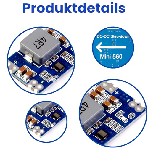 DC-DC Step Down Converter 7-20V bis 5V Mini 560 Spannungswandler LAOMAO 5V Ausgang Netzteil Module(Pack of 6)
