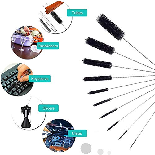 Straw Cleaner Brushes,Nylon Pipe Tube Cleaner 8.2-Inch 10 Pcs Stainless Steel Reusable Multipurpose Tube Pipe Brush Tool Set For Multiple Size Straws #TOP3