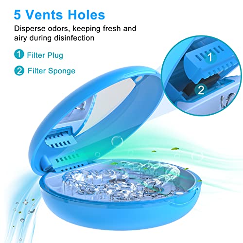 Retainer Case Orthodontic Dental Case: Uvc Disinfectant Box With Vent Holes Mirror, Braces Case, Denture Box Slim, Mouth Guard Case, Teeth Aligner Case, Night Guard Case Container Storage Holder Blue #TOP3