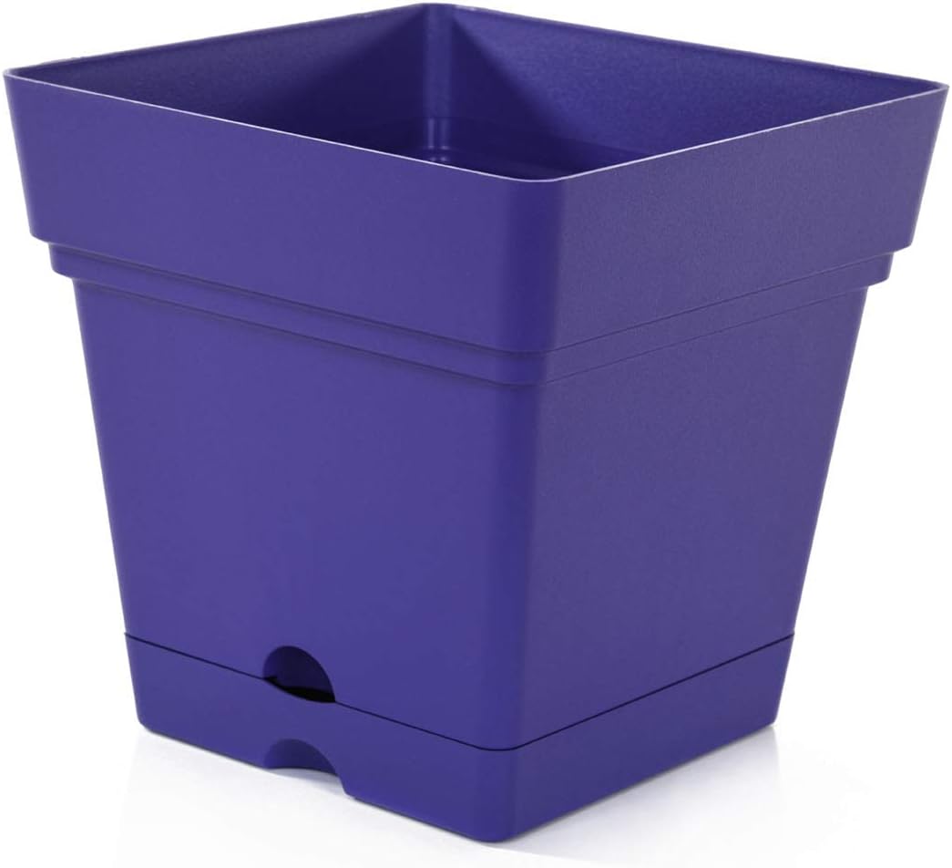 Mintra Plastic Pots for Plants, Square Planter for Indoor Outdoor Plants, Garden Pots with Saucers & Drainage Holes, 6.75”Wx6.75 H, 6.75”Wx6.75 H (Forest Green, 6.75in 3/PK)