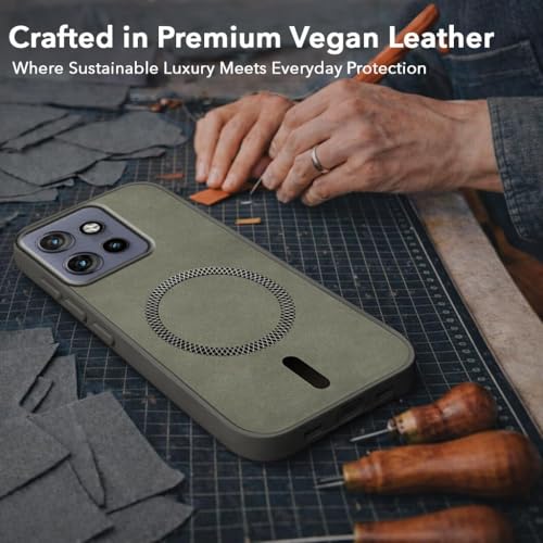 Image of Jkobi Leather Finish Back Cover Case for Motorola Moto Edge 50 Neo (MagSafe Compatible Wireless Charging | Soft Touch | Camera Bump Protection)