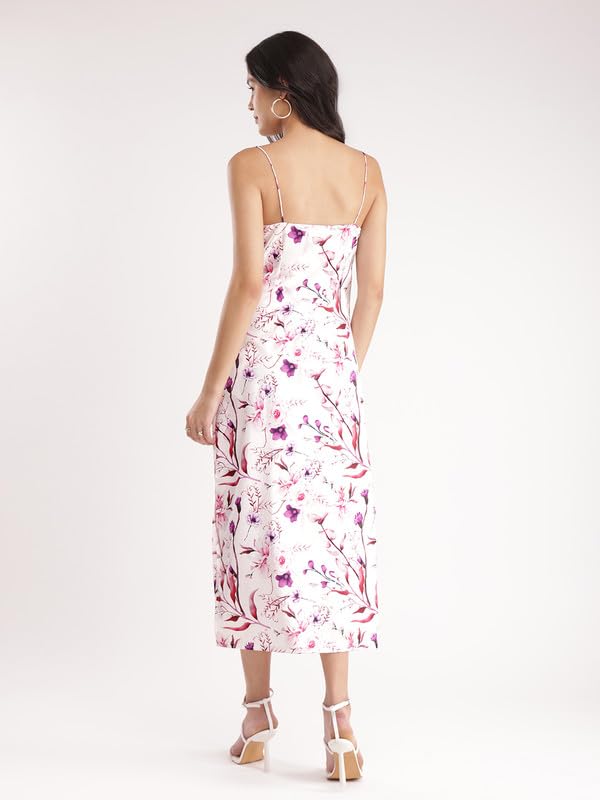 Image of FableStreet Floral Slip Dress - White and Purple