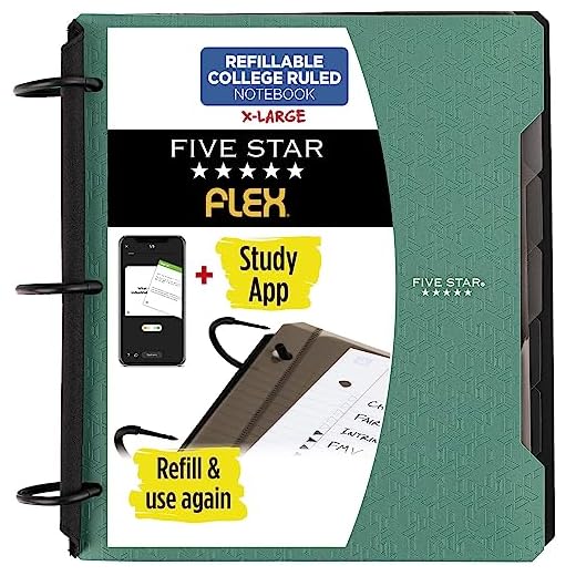 Five Star Flex Refillable Notebook + Study App, College Ruled Paper, 1-1/2 Inch TechLock Rings, Pockets, Tabs and Dividers, 300 Sheet Capacity, Color Will Vary (29328)