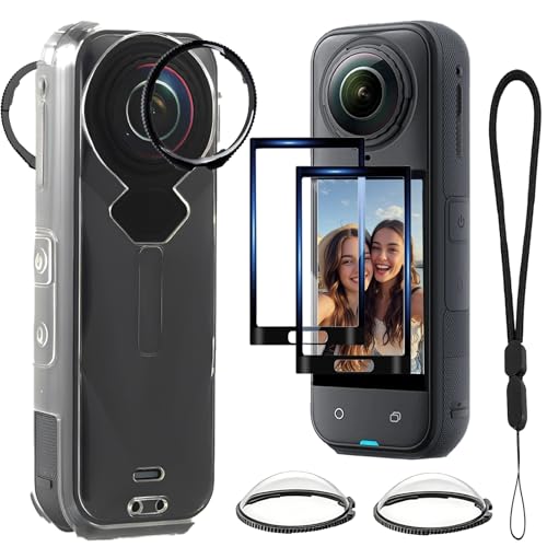 SATFOIV Insta360 X5�p�A�N�Z�T���[6�_�Z�b�g�B�ϏՌ����̓�����TPU�\�t�g�P�[�X�A���O���\�ȃ����Y�L���b�v2�AUltra HD/9H�d�x/�w��h�~�X�N���[���v���e�N�^�[2���A�X�g���b�v(Insta360 X5�p)���܂܂�܂��B