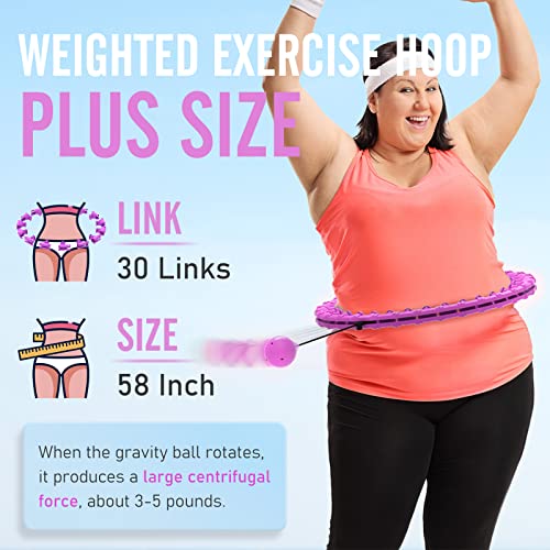 JKSHMYT Weighted Hula Circle Hoops for Adults Weight Loss, Infinity Fit Hoop Plus Size, 30 Detachable Links, Exercise Hoop for Women and Beginners (Purple)…