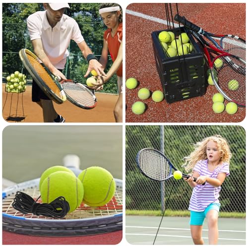yotutun Tennisball mit Schnur, 4 Stück Tennistrainer Gummiband Tennistraining Elastisch Tennis Trainingsball Rebound Ball für Kinder Erwachsene Anfänger Solotraining